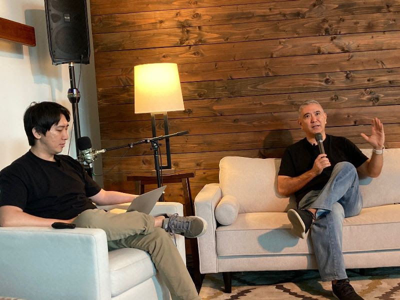 Pastor Dave sits down on the couch with John